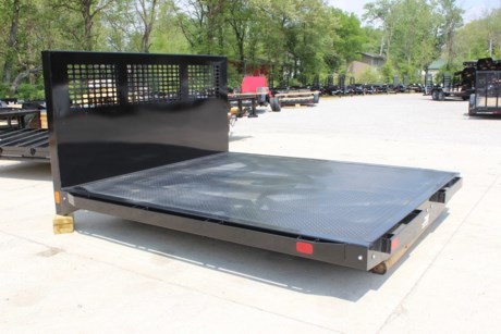 CM PL MODEL STEEL PLATFORM BED FOR SALE, 8&#39; X 84&quot; WIDE, 34&quot; FRAME WIDTH, THIS BED FITS A SINGLE WHEEL CAB AND CHASSIS TRUCK, 1/8&quot; STEEL TREADPLATE FLOOR, 41&quot; TALL HEADACHE RACK WITH PLASMA CUT WINDOW GRILL, 4&quot; STRUCTURAL STEEL CHANNEL FRAME RAILS, 3&quot; FORMED CHANNEL CROSSMEMBERS ON 12&quot; CENTERS, RUB RAIL WITH STAKE POCKETS. MODULAR SEALED WIRING HARNESS, BULLET DOT APPROVED LED CLEARANCE LIGHTS. Please check with us for exact fitment as makes vary slightly.