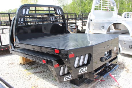 CM RD MODEL STEEL WORKBED, 84&amp;quot; X 84&amp;quot;, 38&amp;quot; CAB TO AXLE, 42&amp;quot; FRAME WIDTH, FITS A SINGLE WHEEL SHORT BED TRUCK (DODGE, FORD, OR GM), 30K B&amp;W GOOSENECK HITCH, 18,500 LB B&amp;W REAR 2&amp;quot; RECEIVER HITCH, 4&amp;quot; STEEL CHANNEL FRAME RAILS, 3&amp;quot; STEEL ROLL-FORMED 3/16&amp;quot; CHANNEL CROSS MEMBERS, 1/8&amp;quot; STEEL TREADPLATE FLOOR, RUB RAIL W/ STAKE POCKETS, TAPERED REAR CORNERS, LED DOT REQUIRED LIGHTS, RECESSED TAIL, BRAKE AND BACKUP LIGHTS MOUNTED IN HEADACHE RACK, MODULAR SEALED WIRING HARNESS, 7 WAY ROUND AND 5 WAY FLAT ELECTRICAL PLUG STANDARD ON REAR TAILBOARD, BLACK POWDERCOAT. Please check with us for exact fitment as makes vary slightly.

Type: Truck body