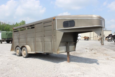 USED 1995 HARCO 3 HORSE SLANT LOAD TRAILER, VERY NICE, NOT RUSTED OUT, 16FT LONG, 6FT WIDE, 78 INCH INTERIOR HEIGHT, REAR FULL SWING GATE, GOOD WOOD FLOOR, 6FT SLANT WALL TACK ROOM, SADDLE RACK AND BRIDDLE HOOKS, 2-5.2K TORSION AXLES, GOOD 15&amp;quot; RADIAL TIRES, SINGLE DROP LEG JACK.