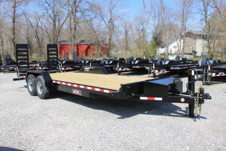 2022 MIDSOTA 22FT X 82IN FLATBED EQUIPMENT TRAILER FOR SALE, NOVA ET SERIES EQUIPPED WITH 2-7K STRAIGHT SPRING AXLES, ELECTRIC BRAKES ON ALL WHEELS, 16IN RADIAL 10 PLY TIRES, 82IN WIDE BED WIDTH, 36IN BEAVERTAIL, 5FT STAND-UP (SPRING-ASSISTED) RAMPS WITH KICKERS, RUB RAIL AND STAKE POCKETS, TREATED WOOD FLOOR, 25IN STANDARD BED HEIGHT, 5IN CHANNEL TONGUE, 6IN CHANNEL FRAME, 3IN CHANNEL CROSSMEMBERS ON 16IN CENTERS, FRONT A-FRAME TOOLBOX, 2-5/16IN COUPLER, 12K DROP LEG JACK, LED LIGHTS, BLACK PPG INDUSTRIAL GRADE POLY PRIMER AND PAINT.