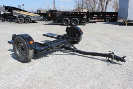 2021 STEHL TOW USED TOW DOLLY FOR SALE, PAINTED BLACK, GOOD CONDITON, 80&quot; WIDE, 10&#39; LONG, GOOD 15&quot; RADIAL TIRES, 2&quot; COUPLER, BED TILTS FOR LOADING, LED LIGHTS.