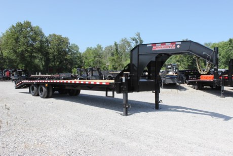 2022 MIDSOTA 32&#39; LOW-PRO GOOSENECK FLATDECK TRAILER W/ MONSTER RAMPS, 2-10K ELECTRIC BRAKE AXLES, SPRING SUSPENSION, 10 PLY RADIAL TIRES, GN SPARE TIRE CARRIER, MUD FLAPS, 2-5/16&quot; ADJUSTABLE GN COUPLER, FRONT TOOLBOX WITH CHAIN BAR, DUAL 2-SPEED DROP LEG JOST JACKS, 5&#39; SELF CLEAN DOVETAIL WITH TWIN FLIP-OVER JUMBO RAMPS, 16&quot; CROSS MEMBER SPACING, HIGH STRENGTH GRADE 50 WELDED I-BEAM FRAME, RUB RAIL WITH STAKE POCKETS, 102&quot; WIDE DECK, 34&quot; DECK HEIGHT, PPG INDUSTRIAL GRADE POLY PRIMER AND PAINT (BLACK), LED LIGHTS, TREATED WOOD FLOOR, 5 YEAR FRAME WARRANTY.