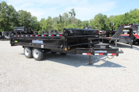2022 LOAD TRAIL 96&quot; X 16&#39; HEAVY DUTY 16K DECK-OVER DUMP TRAILER FOR SALE, BUMPER PULL, 2-8K DEXTER OIL BATH AXLES, ELECTRIC BRAKES, SPRING SUSPENSION, ST215/75R17.5&quot; LRH 16 PLY TIRES, SPARE TIRE MOUNT, 2-5/16&quot; ADJUSTABLE COUPLER, 10K DROP LEG JACK, 18&quot; FOLD DOWN DUMP SIDES, 2 WAY GATE, 80&quot; X 16&quot; REAR SLIDE-IN RAMPS, 4-D RINGS (3&quot; WELD ON), SCISSOR HOIST WITH STANDARD ELECTRIC OVER HYDRAULIC PUMP, RAPID BATTERY WALL CHARGER (8 AMP), STANDARD WIRING HARNESS, LED LIGHTS, BLACK POWDERCOAT WITH PRIMER.