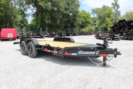 2022 DIAMOND C 16  X 82  HYDRAULICALLY DAMPENED FULL DECK TILT TRAILER, HD V-TONGUE STORAGE BOX WITH LID, 12K DROP LEG JACK, 2-5/16  - 21K DEMCO ADJUSTABLE COUPLER, 8  X 10LB I-BEAM TONGUE AND FRAME, 3  I-BEAM CROSSMEMBERS ON 16  CENTERS, 16  GRAVITY TILT DECK WITH BED LOCK AND FLOW VALVE, 2-7K ELECTRIC BRAKE (DROP) AXLES, SPRING SUSPENSION, ST235/80R16  RADIAL TIRES, SPARE TIRE MOUNT, 14 GAUGE DIAMOND PLATE BOLT-ON FENDERS, TREATED WOOD FLOOR, RUB RAIL WITH STAKE POCKETS, (4) 5/8  D-RING TIE DOWNS, BLACK, DM DIFFERENCE MAKER COATING SYSTEM, LED LIGHTS, 3 YEAR STRUCTURE WARRANTY.
