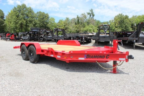 2022 DIAMOND C 16&#39; X 82&quot; HYDRAULICALLY DAMPENED FULL DECK TILT TRAILER, HD V-TONGUE STORAGE BOX WITH LID, 12K DROP LEG JACK, 2-5/16&quot; - 21K DEMCO ADJUSTABLE COUPLER, 8&quot; X 10LB I-BEAM TONGUE AND FRAME, 3&quot; I-BEAM CROSSMEMBERS ON 16&quot; CENTERS, 16&#39; GRAVITY TILT DECK WITH BED LOCK AND FLOW VALVE, 2-7K ELECTRIC BRAKE (DROP) AXLES, SPRING SUSPENSION, ST235/80R16&quot; RADIAL TIRES, SPARE TIRE MOUNT, 14 GAUGE DIAMOND PLATE BOLT-ON FENDERS, TREATED WOOD FLOOR, RUB RAIL WITH STAKE POCKETS, (4) 5/8&quot; D-RING TIE DOWNS, RED, DM DIFFERENCE MAKER COATING SYSTEM, LED LIGHTS, 3 YEAR STRUCTURE WARRANTY.