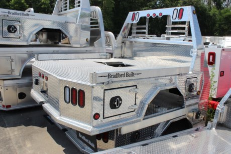 BRADFORD BUILT ALUMINUM 4 BOX UTILITY BED, 84&amp;quot; X 84&amp;quot;, 42&amp;quot; FRAME WIDTH, 38&amp;quot; CAB TO AXLE, FITS SINGLE WHEEL SHORT BED TRUCK, SPECIFICALLY MADE TO FIT MEGA CAB DODGE TRUCKS, GOOSENECK HITCH AND REAR 2-1/2&amp;quot; RECEIVER HITCH, LED LIGHTS, LIGHTED HEADACHE RACK, 4 TOOLBOXES (ONE IN EACH CORNER), 4&amp;quot; DROP DOWN SIDES, TAPERED REAR CORNERS, STEEL SUB FRAME. Please check with us for exact fitment as makes vary slightly.

Type: Truck body