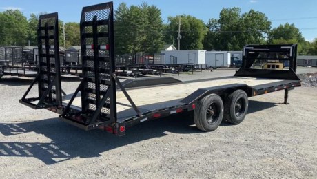 VERY NICE USED 2022 PJ 24&#39; X 102&quot; - 20K GOOSENECK EQUIPMENT TRAILER FOR SALE, 2-10K OIL BATH DEXTER TORSION AXLES, ELECTRIC BRAKES, ST235/75R17.5&quot; - 18 PLY TIRES, 102IN WIDE TRAILER WITH DRIVE OVER FENDERS, 2FT DOVETAIL, EXTRA WIDE 31X66IN STAND-UP RAMPS, TREATED WOOD FLOOR, RUB RAIL WITH STAKE POCKETS, DUAL DROP LEG JACKS, FRONT TOOLBOX, 2-5/16&quot; GN COUPLER, SPARE TIRE, LIKE NEW HARDLY USED TRAILER.