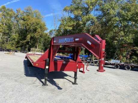 2023 LOAD TRAIL 102&quot; X 28&#39; LOW-PRO TANDEM DUAL GOOSENECK FLATDECK TRAILER, 2-10K DEXTER AXLES, ELECTRIC BRAKES, SPRING SUSPENSION, ST235/80R16&quot; LRE 10 PLY TIRES, 2-5/16&quot; ADJUSTABLE ROUND GOOSENECK COUPLER, 19 IB I-BEAM, 5&#39; SELF CLEAN DOVETAIL WITH 3 FLIP OVER RAMPS, SUPPORT ARMS FOR RAMPS, TREATED WOOD FLOOR, 16&quot; ON CENTER CROSS MEMBERS, 2-10K DROP LEG JACKS, LED LIGHTS WITH SEALED WIRING HARNESS, COLD WEATHER HARNESS, MUD FLAPS, FRONT TOOLBOX, 2-SIDE STEPS, MARROON POWDERCOAT WITH PRIMER, 3 YEAR STRUCTURAL - LIMITED WARRANTY.