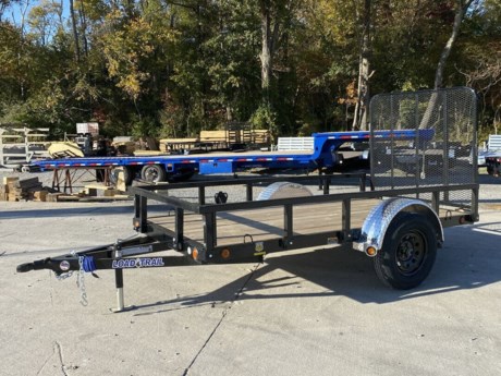 2023 LOAD TRAIL 60&quot; X 10&#39; CHANNEL FRAME UTILITY TRAILER, SINGLE AXLE, 1-3,500 LB DEXTER IDLER SPRING AXLE, ST205/75R15 LRC 6 PLY TIRES, 2&quot; A-FRAME CAST COUPLER, 5K SWIVEL TONGUE JACK, TREATED WOOD FLOOR, STRAIGHT DECK, 4&#39; FOLD UP GATE (SPRINGLOADED), 24&quot; ON CENTER CROSS-MEMBERS, TUBE SIDE RAILS (REMOVABLE), ALUMINUM TREADPLATE FENDERS (REMOVABLE), (4) U-HOOK TIE DOWNS, LED LIGHTS WITH SEALED WIRING HARNESS, COLD WEATHER HARNESS, BLACK POWDERCOAT WITH PRIMER, 3 YEAR STRUCTURAL - LIMITED WARRANTY.