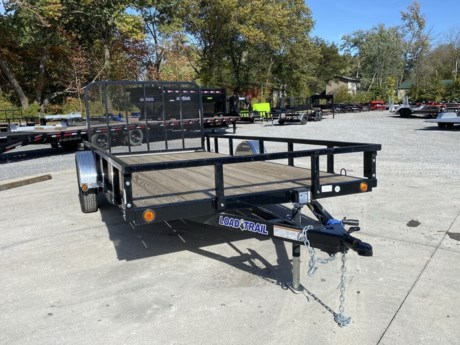 2022 LOAD TRAIL 83&quot; X 14&#39; CHANNEL FRAME UTILITY TRAILER, SINGLE AXLE, 1-3,500 LB DEXTER IDLER SPRING AXLE, ST205/75R15 LRC 6 PLY TIRES, 2&quot; A-FRAME CAST COUPLER, 5K SWIVEL TONGUE JACK, TREATED WOOD FLOOR, 2&#39; DOVETAIL WITH 4&#39; FOLD UP GATE (SPRINGLOADED), 24&quot; ON CENTER CROSS-MEMBERS, TUBE SIDE RAILS (REMOVABLE), ALUMINUM DIAMOND PLATE FENDERS (REMOVABLE), (4) U-HOOK TIE DOWNS, LED LIGHTS WITH SEALED WIRING HARNESS, COLD WEATHER HARNESS, BLACK POWDERCOAT WITH PRIMER, 3 YEAR STRUCTURAL - LIMITED WARRANTY.