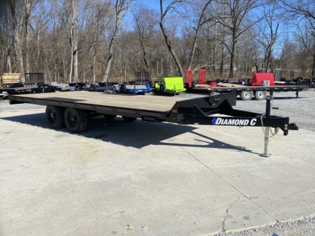 2023 DIAMOND C 20  MEDIUM DUTY DECK-OVER EQUIPMENT TRAILER, 82  REAR SLIDE-IN RAMPS, 7K DROP LEG JACK, 2-5/16  - 21K DEMCO ADJUSTABLE COUPLER, 6  CHANNEL TONGUE AND FRAME, 3  I-BEAM CROSSMEMBERS ON 16  CENTERS, 2-6K ELECTRIC BRAKE AXLES, SPRING SUSPENSION, ST225/75R15  RADIAL TIRES, SPARE TIRE MOUNT, TREATED WOOD FLOOR, LED LIGHTS, RUB RAIL WITH STAKE POCKETS AND PIPE SPOOLS, BLACK, DM DIFFERENCE MAKER COATING SYSTEM, 3 YEAR STRUCTURE WARRANTY.