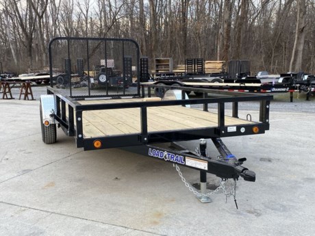 2023 LOAD TRAIL 77&quot; X 14&#39; CHANNEL FRAME UTILITY TRAILER, SINGLE AXLE, 1-3,500 LB DEXTER IDLER SPRING AXLE, ST205/75R15 LRC 6 PLY TIRES, 2&quot; A-FRAME CAST COUPLER, 5K SWIVEL TONGUE JACK, TREATED WOOD FLOOR, 4&#39; FOLD UP GATE (SPRINGLOADED), 24&quot; ON CENTER CROSS-MEMBERS, TUBE SIDE RAILS (REMOVABLE), DIAMOND PLATE ALUMINUM FENDERS (REMOVABLE), (4) U-HOOK TIE DOWNS, LED LIGHTS WITH SEALED WIRING HARNESS, COLD WEATHER HARNESS, BLACK POWDERCOAT WITH PRIMER, 3 YEAR STRUCTURAL - LIMITED WARRANTY.