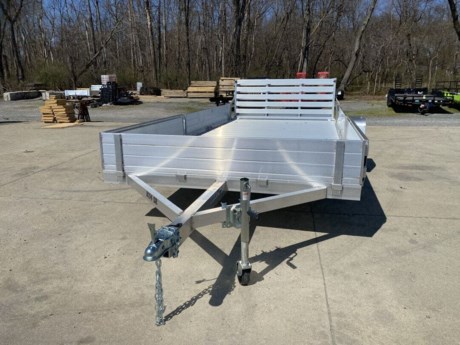 2024 ALUMA UTILITY TRAILER FOR SALE, 81  X 14 , 3500# RUBBER TORSION IDLER AXLE, ST205/75R14  RADIAL TIRES, ALUMINUM WHEELS, EXTRUDED ALUMINUM FLOOR, 69  FRONT ATV RAMPS, 12  SOLID SIDES ON REAR PORTION OF TRAILER, A-FRAMED ALUMINUM TONGUE, 2  COUPLER, 6 TIE DOWN LOOPS, SWIVEL TONGUE JACK, LED LIGHTS, BI-FOLD TAIL GATE.