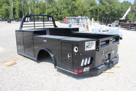 CM TM DELUXE MODEL CONTRACTOR BED, 136  X 94 , 84  CAB TO AXLE, 34  FRAME WIDTH, THIS BED FITS A DUALLY WHEEL CAB AND CHASSIS PICKUP TRUCK (11  FRAME), LED FLUSH MOUNTED TAIL, BRAKE, AND BACK UP LIGHTS, BULLET DOT APPROVED LED MARKER LIGHTS, 2 REAR WORK LIGHTS, 1/8  STEEL TREADPLATE FLOOR, 4 SLIDING FLOOR MOUNT TIE DOWNS, TAPERED REAR CORNERS, 18,500LB B&amp;W HITCH WITH 2  RECEIVER TUBE, 30K B&amp;W GOOSENECK HITCH, 54  RECESSED FRONT TOOLBOX WITH SUICIDE DOORS (ON EACH SIDE), 2 REAR TOOLBOXES (ONE ON EACH SIDE), TOP-OPEN 3/4 LENGTH SHOVEL BOX ON EACH SIDE, OPPOSUM BELLY BOX. Please check with us for exact fitment as makes vary slightly.

Type: Truck body