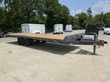 2023 DIAMOND C 24  HEAVY DUTY DECK-OVER EQUIPMENT TRAILER, STRAIGHT DECK W/ 96  REAR SLIDE-IN RAMPS (3  CHANNEL) FRONT RETRACTABLE STEPS (PAIR) STORAGE, 16  LOCKABLE STEEL TONGUE BOX TIRES, ST235/80R16 RADIAL 8 HOLE BLACK PAINT, CEMENT GRAY LIGHTS, ALL LED DECALS, DEC FRAME SIZE, L24X102 AXLE, 2 - 7K ELECTRIC DRUM BRAKES SUSPENSION, 6-LEAF SLIPPER SPRINGS CROSS MEMBERS, 3  I-BEAM ON 16  CENTERS FRAME, 8  X 10LB I-BEAM JACK, 12K DROP-LEG JACK COUPLER, 2-5/16 , 21K DEMCO EZ-LATCH (ADJ CHANNEL) TONGUE, INTEGRAL W/ FRAME (I-BEAM) 12  FORMED FRONT BUMPER LACE RAIL, 5 X2  REC TUBE 3/8  RUB-RAIL W/ STAKE POCKETS AND PIPE SPOOLS SPARE MOUNT, FRONT-CENTER FLOOR, 2  TREATED FLOOR (L24 )