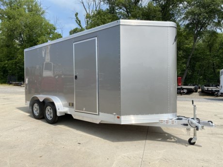 2023 FEATHERLITE 7  X 16  ALUMINUM ENCLOSED TRAILER FOR SALE, ALL ALUMINUM FRAME, 2-3.5K RUBBER TORSION AXLES, ELECTRIC BRAKES, ST205/75R15  RADIAL TIRES, ALUMINUM WHEELS, INTERIOR SPARE TIRE MOUNT, 84  INTERIOR HEIGHT, 36  CAMPER DOOR WITH FLUSH MOUNT LOCK, REAR RAMP DOOR, 3/4  PLYWOOD FLOOR, INTERIOR DOME LIGHT WITH SWITCH, 2-5/16  COUPLER, A-FRAME JACK WITH WHEEL, SIDE SHEETS .040 SILVER ALUMINUM TAPED WITH RIVETED SEAMS, V-NOSE, LED EXTERIOR LIGHTS.