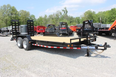 2024 LOAD TRAIL 83&quot; X 20&#39; HEAVY DUTY FLATBED EQUIPMENT TRAILER, 6&quot; CHANNEL FRAME, 2-8K DEXTER ELECTRIC BRAKE AXLES, SPRING SUSPENSION, ST215/75R17.5&quot; LRH 16 PLY TIRES, 2-5/16&quot; ADJUSTABLE COUPLER, 10K DROP LEG JACK, TREATED WOOD FLOOR, DIAMOND PLATE FENDERS, 2&#39; DOVETAIL, EXTRA WIDE 5&#39; FOLD-UP RAMPS (SPRING-ASSIST), 16&quot; ON CENTER CROSSMEMBERS, LED LIGHTS WITH SEALED WIRING HARNESS, COLD WEATHER HARNESS, 4 WELD ON D-RINGS, BLACK POWDERCOAT WITH PRIMER, 3 YEAR STRUCTURAL - LIMITED WARRANTY.