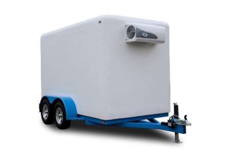 2023 POLAR KING MOBILE REFERIGERATED TRAILER 6FT X 12FT TANDEM AXLE WITH GENERATOR PLATFORM, WALLS ARE ETRACK READY, 110VOLT POWER SOURCE REQUIRED, 416 CUBIC FT, Polar King Mobile freezer trailers and cooler trailers are constructed with a seamless fiberglass design and are available in three standard models, 6&#39;??x8&#39;??, 6&#39;??x12&#39;??, and 6&#39;??x16&#39;??. Each trailer features 54-inch reinforced doors, four-inch walls, and a pallet duty floor. The actual cooling of the trailer is achieved using a GOVI arktik 2000US series refrigeration unit. These compact units provide a temperature range of 0-&#176;F to 50-&#176;F, are all-electric, and require only 110V and 15 amps.