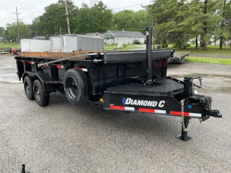 2023 DIAMOND C 16&#39; X 82&quot; HEAVY DUTY 20K LOW PROFILE DUMP TRAILER, BATTERY - GROUP 27 HYDRAULIC SYSTEM, POWER UP, GRAVITY DOWN (LPT) JACK, 12K DROP-LEG JACK STABILIZER JACK, DROP-LEG (PAIR) STEP - 1 - 24&quot; SIDE STEP - DRIVER SIDE FENDER, 3/16&quot; DIA PLATE, SUPER HEAVY DUTY BOARD BRACKETS W/BOARDS &amp; RAISED FRONT SIDES, 24&quot; TALL, 7GA (3/16&quot;) FLOOR &amp; SIDES (L16) RAMPS - HD 78&quot; REAR SLIDE-IN RAMP (3X2 RECT TUBE) GATE, 3-WAY DUMP GATE (STANDARD) SPAREMOUNT - PASSENGER (CURB) SIDE TONGUE, ENGINEERED W/ HD V-TONGUE LID COUPLER, 2-5/16&quot; 21K DEMCO EZ-LATCH FLAT MOUNT FRAME, ENGINEERED I-BEAM; 16&quot; CENTER CROSSMEMBERS SUSPENSION, 10K TORSION STRAIGHT AXLES AXLE, 2 - 10K ELECTRIC DRUM BRAKES FRAME SIZE, L16X82 TARP, 20&#39; HEAVY DUTY, BLACK MESH (INSTALLED) LIGHTS, ALL LED PAINT, BLACK TIRES, ST215/75R17.5 SINGLE, 16 PLY 865 STEEL BLACK SOLARPULSE CHARGING SYSTEM 7 WATT