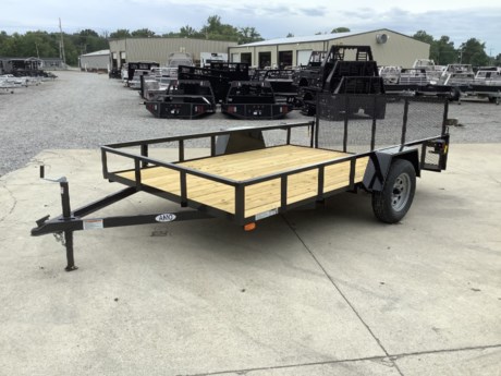 2024 AMO 14&#39; X 82&quot; SINGLE AXLE UTILITY TRAILER, 2 FT DOVETAIL, REAR 4&#39; FOLD-IN TAILGATE, ANGLE TOPRAIL, TREATED WOOD FLOOR, 4 STAKE POCKETS, SMOOTH STEEL FENDERS, 3.5K IDLER SPRING AXLE, 15&quot; RADIAL TIRES, 2K A-FRAME JACK, 2&quot; STAMPED A-FRAME COUPLER, TAIL LIGHTS, TWO PART PRIMER AND URETHANE BLACK  PAINT, ONE YEAR LIMITED MANUFACTURER WARRANTY.