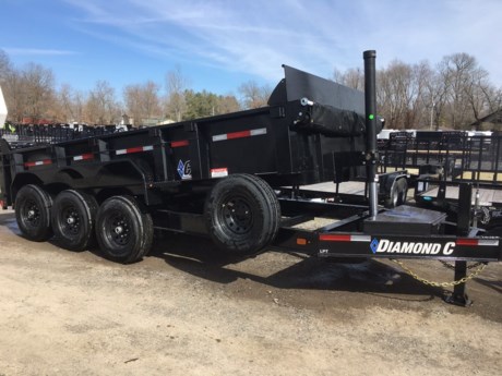 2024 DIAMOND C 16  X 82  HEAVY DUTY LOW PROFILE DUMP TRAILER, GATE, 3-WAY DUMP GATE (STANDARD) TONGUE, ENGINEERED W/ HD V-TONGUE LID COUPLER, 2-5/16  25K DEMCO EZ-LATCH FLAT MOUNT FRAME, ENGINEERED I-BEAM; 16  CENTER CROSSMEMBERS SUSPENSION, 6-LEAF SLIPPER SPRINGS AXLE, 3 - 7K STRAIGHT, ELECTRIC DRUM BRAKES FRAME SIZE, L16X82 DECALS, LPT TARP, 20  HEAVY DUTY, BLACK MESH W/LONG ARM TARP SYSTEM LIGHTS, ALL LED PAINT, BLACK SPARE, ST235/80R16 RADIAL 14 PLY, 8 HOLE BLACK TIRES, ST235/80R16 RADIAL 14 PLY, 8 HOLE BLACK TIE DOWN, STANDARD 5/8  D-RINGS (4 TOTAL) SOLARPULSE CHARGING SYSTEM 7 WATT BATTERY - GROUP 27 HYDRAULIC SYSTEM, POWER UP, GRAVITY DOWN (LPT) JACK, SINGLE 20K HYDRAULIC JACK STEP - 1 - 24  SIDE STEP - DRIVER SIDE FENDER, 3/16  DIA PLATE, SUPER HEAVY DUTY BOARD BRACKETS W/BOARDS &amp; RAISED FRONT SIDES, 24  TALL, 7GA (3/16 ) FLOOR &amp; SIDES (L16) RAMPS - HD 78  REAR SLIDE-IN RAMP (3X2 RECT TUBE) SPAREMOUNT - PASSENGER (CURB) SIDE