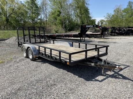 2018 USED PJ 18 FT UTILITY TRAILER, TANDEM 3.5K AXLES, BLACK
NEW FENDERS
NEW MESH ON GATE
NEW AXLE, LEAF SPRING
NEEDS A NEW TIRE
SOLD AS IS