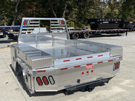 New Zimmerman Ranch Master Aluminum Flatbed, 102&quot; long x 94&quot; wide, fits a dually wheel longbed bed take off Ford, Dodge, or GM pickup! Equipped with a built in 30k rated B&amp;W gooseneck hitch and a 2 inch rear receiver hitch. This bed has more box space than most beds with a front 34&quot; long x 28&quot; tall x 16&quot; deep chest box built into the bed and a rear box built into the bed behind the wheel well. Lockable toolboxes with greaseable hinges and smooth aluminum doors. One shelf in left front box and one shelf in right front box, LED tail lights with lighted headache rack and clearance lights. Tie Rails Along Both Sides. Zimmerman beds are better built than anything you&#39;ve seen yet with 3/16&quot; aluminum construction this bed is ready for some hard work! We can install this bed in about 6 hours and we have a courtesy vehicle for your use while you wait. Give us a call and schedule your appointment now! MUD FLAPS INCLUDED. WITH TOP BOXES