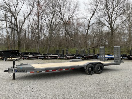 2024 DIAMOND C 24&#39; X 102&quot; LOW PROFILE MAX WIDE 20K EXTREME DUTY EQUIPMENT TRAILER, HD V-TONGUE LID, HYDRAULIC JACK, 2-5/16&quot; 20K FLAT MOUNT COUPLER, ENGINEERED I-BEAM TONGUE AND FRAME, 3&quot; I-BEAM CROSSMEMBERS ON 12&quot; CENTERS, 2&#39; DIAMOND PLATE DOVETAIL WITH CLEATS, EXTRA WIDE HD 5&#39; STAND-UP RAMPS WITH KICKERS, RUB RAIL WITH STAKE POCKETS, (4) 5/8&quot; D-RING TIE DOWNS, TREATED WOOD FLOOR, 2-10K OIL BATH TORSION AXLES, ELECTRIC BRAKES, ST215/75R17.5&quot; RADIAL 16 PLY TIRES, SPARE TIRE MOUNT, 3/16&quot; DIAMOND PLATE WELD-ON FENDERS, CEMENT GRAY, DM DIFFERENCE MAKER COATING SYSTEM, LED LIGHTS, 3 YEAR STRUCTURE WARRANTY, SPARE TIRE MOUNT