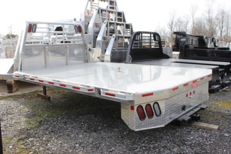 Zimmerman Aluminum 6000XL flatbed for a dual wheel cab and chassis pickup (84&amp;quot; cab to axle truck). Size is 97&amp;quot; x 136&amp;quot; bed. This bed comes with a 20,000 lbs rated 2-1/2&amp;quot; rear receiver hitch and a 30,000 lbs rated B&amp;W Turnover ball gooseneck hitch. This bed comes standard with heavy wall C type aluminum channel around the perimeter, 3/16&amp;quot; aluminum tread deck plate, double 4&amp;quot; steel channel main frame, steps by the rear receiver hitch, 7-way round electric plug, LED lights, sealed wiring harness, welded headache rack(49&amp;quot;), stake pockets with rub rails, toolbox mounting brackets, and mud flap mounting brackets.

Type: Truck body