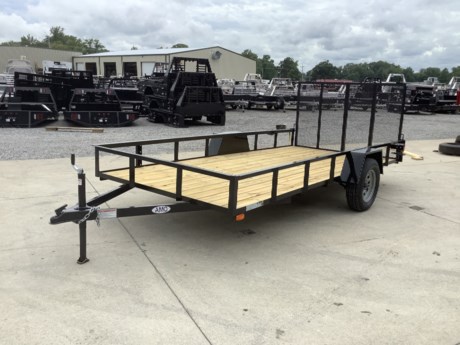 2024 AMO 14&#39; X 76&quot; SINGLE AXLE UTILITY TRAILER, REAR 4&#39; FOLD UP TAILGATE, ANGLE TOPRAIL, TREATED WOOD FLOOR, 4 STAKE POCKETS, SMOOTH STEEL FENDERS, 3.5K IDLER SPRING AXLE, 15&quot; RADIAL TIRES, 2K A-FRAME JACK, 2&quot; STAMPED A-FRAME COUPLER, TAIL LIGHTS, TWO PART PRIMER AND URETHANE BLACK  PAINT, ONE YEAR LIMITED MANUFACTURER WARRANTY.