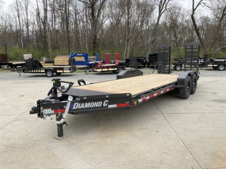2024 DIAMOND C 20&#39; X 82&quot; LOW PROFILE EXTREME DUTY EQUIPMENT TRAILER, HD V-TONGUE LID, 12K DROP LEG JACK, 2-5/16&quot; 21K DEMCO ADJUSTABLE COUPLER, 8&quot; X 10LB I-BEAM TONGUE AND FRAME, 3&quot; I-BEAM CROSSMEMBERS ON 16&quot; CENTERS, 2&#39; DIAMOND PLATE DOVETAIL WITH CLEATS, EXTRA WIDE HD 5&#39; STAND-UP RAMPS WITH KICKERS, RUB RAIL WITH STAKE POCKETS, (4) 5/8&quot; D-RING TIE DOWNS, TREATED WOOD FLOOR, 2-7K ELECTRIC BRAKE AXLES, SPRING SUSPENSION, ST235/80R16 14 PLY RADIAL TIRES, 3/16&quot; DIAMOND PLATE WELD-ON FENDERS, METALLIC GRAY, DM DIFFERENCE MAKER COATING SYSTEM, LED LIGHTS, 3 YEAR STRUCTURE WARRANTY.