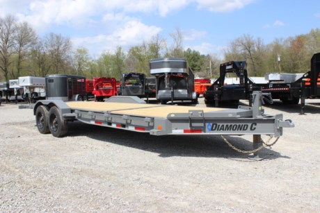2024 DIAMOND C 22&#39; X 82&quot; HEAVY DUTY HYDRAULICALLY DAMPENED TILT TRAILER, HD V-TONGUE LID, 12K DROP LEG JACK, 2-5/16&quot; 21K DEMCO FLAT MOUNT COUPLER, ENGINEERED BEAM FRAME, I-BEAM TONGUE INTEGRAL WITH FRAME, 3&quot; I-BEAM CROSSMEMBERS ON 16&quot; CENTERS, 6&#39; STATIONARY, 16&#39; GRAVITY TILT DECK WITH BED LOCK AND FLOW VALVE, 2-8K OIL BATH TORSION AXLES, ELECTRIC BRAKES, ST215/75R17.5&quot; RADIAL TIRES, SPARE TIRE MOUNT, 3/16&quot; DIAMOND PLATE WELD-ON FENDERS, TREATED WOOD FLOOR, RUB RAIL WITH STAKE POCKETS, (4) 5/8&quot; D-RING TIE DOWNS, FORK HOLDER, 1-36&quot; SIDE STEP, CEMENT GRAY, DM DIFFERENCE MAKER COATING SYSTEM, LED LIGHTS, 3 YEAR STRUCTURE WARRANTY.