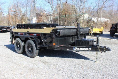 2022 DIAMOND C 10&#39; X 77&quot; MEDIUM DUTY DUMP TRAILER, 2-5/16&quot; ADJUSTABLE DEMCO BP COUPLER, 7K DROP LEG JACK, 6&quot; I-BEAM MAIN FRAME, 3&quot; X 2&quot; RECTANGLE TUBE DUMP BODY FRAME, 3&quot; I BEAM CROSSMEMBERS ON 16&quot; CENTERS, 2-6K ELECTRIC BRAKE AXLES, SPRING SUSPENSION, SPARE TIRE MOUNT, 3 STAGE TELESCOPIC CYLINDER HOIST, HYDRAULIC PUMP AND BATTERY IN FRONT TOOLBOX, 7 WATT SOLARPULSE CHARGER, 3 WAY SPREADER GATE, 18&quot; HIGH SIDES (12 GA), (4) 1/2&quot; D-RING TIE DOWNS, 60&quot; REAR SLIDE-IN RAMPS, FRONT BULKHEAD FOR TARP MOUNTING AND PROTECTION, TARP KIT INSTALLED, BOARD BRACKETS WITH BOARDS AND RAISED FRONT INSTALLED, LED LIGHTS, BLACK, DM DIFFERENCE MAKER COATING SYSTEM, 3 YEAR STRUCTURE WARRANTY.