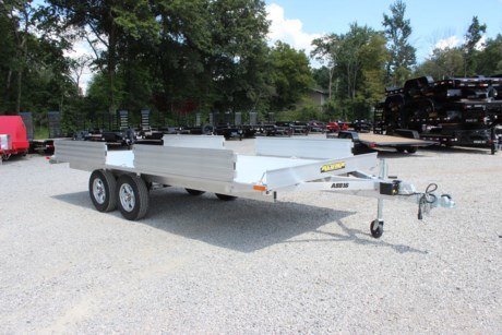 2023 ALUMA 88  X 16  DECKOVER ATV TRAILER, 3 PLACE, 2-2200# TORSION AXLES, ELECTRIC BRAKES WITH BREAKAWAY KIT, ST205/75R14LRC TIRES, ALUMINUM WHEELS, EXTRUDED ALUMINUM FLOOR, A-FRAMED ALUMINUM TONGUE, 48IN LONG TONGUE WITH 2-5/16  COUPLER, SAFETY CHAINS, SWIVEL TONGUE JACK, (4) RAMPS 12 X 69IN LONG, 10 TIE DOWN LOOPS, LED LIGHTS, 5 YEAR INDUSTRY-LEADING ALL-INCLUSIVE WARRANTY.