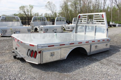This is a very nice Zimmerman Aluminum 6000XL FLATBED WITH 4 UNDERBODY TOOLBOXES AND SKIRTS for a dual wheel cab and chassis pickup (11&#39; Frame, 84&quot; cab to axle truck). Size is 97&quot; x 136&quot; bed. This bed comes with the rear 2-1/2&quot; receiver hitch and B&amp;W Turnover ball gooseneck hitch. (2) 48&quot; aluminum front toolboxes, (2) 20&quot; rear aluminum toolboxes, 1/8&quot; tread plate toolbox construction, aluminum skirts mounted between the toolboxes. This bed comes standard with heavy wall extruded tube frame, 3/16&quot; aluminum tread deck plate, LED lights, heavy front headache rack (49&quot; TALL), stake pockets with rub rails, toolbox mounting brackets, and mud flap mounting brackets. MUD FLAPS INCLUDED.