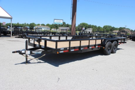 2022 TOP HAT 22&#39; X 83&quot; HEAVY DUTY UTILITY / EQUIPMENT TRAILER FOR SALE, THIS IS THE 10K LOAD HAULER MODEL, 3IN PIPE TOP RAIL, 5&quot; CHANNEL WRAP TONGUE, 6&quot; CHANNEL FRAME, 3&quot; CHANNEL CROSSMEMBERS, DIAMOND PLATE FENDERS, STRAIGHT DECK WITH 5FT SIDE SLIDE-IN RAMPS, TREATED WOOD FLOOR, STAKE POCKETS, 2-5.2K ELECTRIC BRAKE AXLES, BREAK AWAY UNIT WITH CHARGER, SPRING SUSPENSION, ST235/80R16&quot; RADIAL TIRES, SPARE TIRE MOUNT, 2-5/16&quot; COUPLER, 7K DROP LEG JACK, LED FLUSH MOUNT LIGHTS, DOT REFLECTIVE TAPE, BLACK EXTERIOR COLOR.