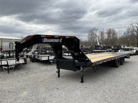 2024 DIAMOND C 25&#39; ENGINEERED BEAM GOOSENECK FLATDECK TRAILER, 20&#39;+5&#39; DOVETAIL WITH 2 FLIP OVER MONSTER RAMPS(44&quot; WIDE, SPRINGLOADED), 2-10K ELECTRIC BRAKE AXLES, SPRING SUSPENSION, ST235/80R16&quot; 10 PLY TIRES, 2-5/16&quot; BULLDOG ADJUSTABLE GN COUPLER, 2-12K DROP LEG JACKS, RETRACTABLE FRONT DECK STEPS, MID-DECK STEP ON BOTH SIDES, FRONT TOOLBOX BETWEEN GN RISERS, SPARE TIRE IN NECK, WINCH MOUNTING PLATE WITH RECEIVER TUBE, TREATED WOOD FLOOR, 6&quot; CHANNEL LACE RAIL, 3&quot; I-BEAM CROSS-MEMBERS ON 16&quot; CENTERS, RUB RAIL WITH STAKE-POCKETS AND PIPE-SPOOLS, 16&quot; TALL ENGINEERED I-BEAM, CAMBERED DECK AND FRAME, APPROXIMATELY 34&quot; DECK HEIGHT, 102&quot; OVERALL WIDTH, SEALED WIRING HARNESS, LED LIGHTS, METALLIC GRAY, DM DIFFERENCE MAKER COATING SYSTEM, 3 YEAR STRUCTURE WARRANTY.