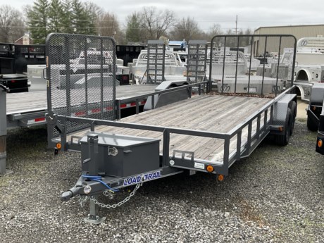 2024 LOAD TRAIL 83&quot; X 20 FT CHANNEL FRAME UTILITY TRAILER, SIDE GATE, TANDEM AXLE, 2-3,500 LB DEXTER ELECTRIC BRAKE AXLES, SPRING SUSPENSION, ST205/75R15 LRC 6 PLY TIRES, 2&quot; ADJUSTABLE COUPLER, 5K SWIVEL TONGUE JACK, TREATED WOOD FLOOR, 2&#39; DOVETAIL WITH 4&#39; FOLD UP GATE (SPRINGLOADED), 24&quot; ON CENTER CROSS-MEMBERS, SQUARE TUBE SIDE RAILS (REMOVABLE), STEEL FENDERS, (4) U-HOOK TIE DOWNS, LED LIGHTS WITH SEALED WIRING HARNESS, COLD WEATHER HARNESS, GRAY POWDERCOAT WITH PRIMER, 3 YEAR STRUCTURAL - LIMITED WARRANTY.