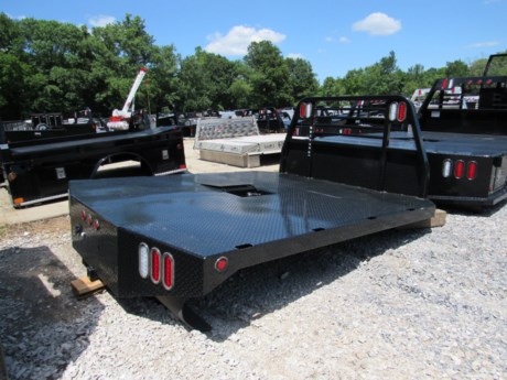 BRADFORD BUILT 96 IN WIDE X 114 IN LONG MUSTANG STEEL FLATBED, 34&quot; FRAME WIDTH, 60&quot; CAB TO AXLE, FITS A DUALLY WHEEL CAB AND CHASSIS TRUCK, LIGHTED HEADACHE RACK, LED LIGHTS, GOOSENECK HITCH AND REAR 2-1/2&quot; RECEIVER HITCH, TAPERED REAR CORNERS, 1/8&quot; STEEL TREADPLATE FLOOR, BLACK POWDERCOAT. Please check with us for exact fitment as makes vary slightly.