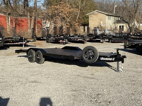 2024 DIAMOND C 20&#39; X 102&quot; EXTRA WIDE CAR HAULER TRAILER WITH DRIVE OVER FENDERS, FRAME SIZE AXLE, 2 - 6K STRAIGHT 2 ELECTRIC BRAKES SUSPENSION, 6K TORSION AXLES CROSS MEMBERS, 3&quot; I-BEAM ON 16&quot; CENTERS  SPARE MOUNT - PASSENGER (CURB) SIDE OF TONGUE LOCKABLE V-TONGUE STORAGE W/LID COUPLER, 2-5/16&quot;, 21K DEMCO EZ-LATCH (ADJ CHANNEL) TONGUE/FRAME, 6&quot; X 8.5 LB I-BEAM WINCH PLATE INSTALLED JACK, 7K DROP LEG JACK DOVETAIL, 24&quot; DIA PLATE DOVE RAMPS, 60&quot; REAR SLIDE-IN (PERFOGRIP) MAX WIDE PACKAGE, 3/16&quot; HD DRIVE OVER FNDR W/FRAME EXT (L20) FLOOR, 1/8&quot; DIAMOND PLATE (L20&#39;) FORMED RUB RAIL W/STAKE POCKET TIE DOWN, 4 EXTRA 1/2 D-RINGS TIRES, ST225/75R15 RADIAL 6 HOLE ALUMINUM SPARE, ST225/75R15 RADIAL 6 HOLE ALUMINUM PAINT, BLACK LIGHTS, ALL LED * ** 3 EXTRA PAIR OF CLEARANCE LIGHTS, BLACK, DM DIFFERENCE MAKER COATING SYSTEM, 3 YEAR STRUCTURE WARRANTY.