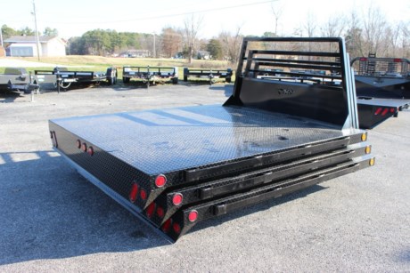 CADET BRONCO MODEL STEEL FLATBED FOR TRUCK FOR SALE, 96&quot; X 102&quot;, 42&quot; FRAME WIDTH, PLATFORM BED WITHOUT HITCHES, THIS BED FITS A DUALLY WHEEL LONG BED TRUCK (BED TAKE OFF), 12 GAUGE TREAD PLATE FLOOR, 3&quot; FORMED CHANNEL CROSSMEMBERS, 3&quot; STRUCTURAL CHANNEL LONG SILLS, 38&quot; TAPERED HEADACHE RACK WITH CROSSTUBE, SIDE POCKETS AND RUB RAILS, 7 RED AND 2 AMBER LED CLEARANCE LIGHTS, BLACK POLYURETHANE PAINT, (2) OVAL STOP &amp; TURN TAIL LIGHTS WITH CYCLOP BACKUP LIGHTS, ALL WEATHER UNDER-COATING, WEATHERPROOF WIRING HARNESS.