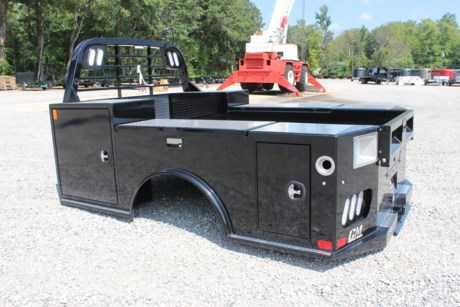 CM TM DELUXE MODEL CONTRACTOR BED, 112&quot; X 94&quot;, 60&quot; CAB TO AXLE, 34&quot; FRAME WIDTH, THIS BED FITS A DUALLY WHEEL CAB AND CHASSIS PICKUP TRUCK (9&#39; FRAME), LED FLUSH MOUNTED TAIL, BRAKE, AND BACK UP LIGHTS, BULLET DOT APPROVED LED MARKER LIGHTS, 2 REAR WORK LIGHTS, 1/8&quot; STEEL TREADPLATE FLOOR, 4 SLIDING FLOOR MOUNT TIE DOWNS, TAPERED REAR CORNERS, 18,500LB B&amp;W HITCH WITH 2&quot; RECEIVER TUBE, 30K B&amp;W GOOSENECK HITCH, 2 FRONT LARGE TOOLBOXES (ONE ON EACH SIDE), 2 REAR TOOLBOXES (ONE ON EACH SIDE), TOP-OPEN 3/4 LENGTH SHOVEL BOX ON EACH SIDE, OPPOSUM BELLY BOX. Please check with us for exact fitment as makes vary slightly.