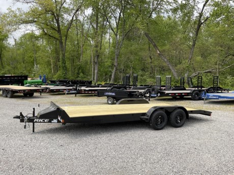 2024 RICE TRAILER MAGNUM CAR HAULER 18+2 WITH REAR SLIDEIN RAMPS
2-3.5K ELECTRIC BRAKE AXLES
TREATED WOOD FLOOR
BLACK POWDERCOAT
FRONT TOOLBOX
LED LIGHTS WITH WIRING HARNESS
TEARDROP FENDERS WITH STEPS
5 FT SLIDEOUT RAMPS
5 INCH CHANNEL FRAME AND FULL TONGUE
ST205/75/R15 TRAILER RADIAL TIRES