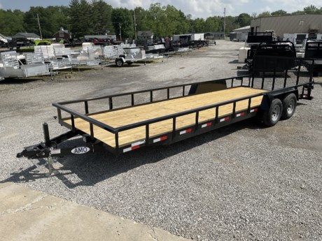 2024 AMO 24 FT X 82 IN HD TUBE TOP RAIL 10K UTILITY TRAILER
2-5.2K ELECTRIC BRAKE AXLES, 
BREAK-AWAY
SPRING SUSPENSION
WRAP TONGE
NEW 15&quot; 6 PLY RADIAL TIRES
2FT DOVETAIL, REAR HD SPRING ASSISTED GATE
 TREATED WOOD FLOOR
82&quot; WIDE DECK
 FRONT CORNER MARKER LIGHTS
 PAINTED BLACK
2-5/16 inch COUPLER WITH A-FRAME JACK
SEVEN WAY TRAILER PLUG
TWO PART PRIMER, URETHANE PAINT