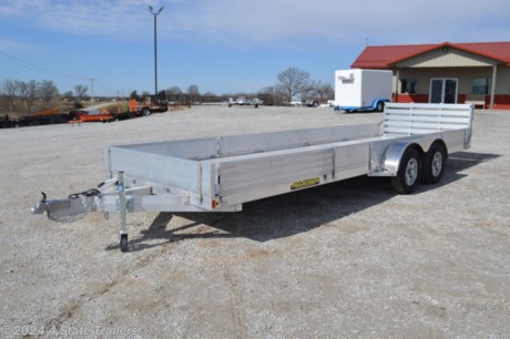 &lt;p&gt;This is the perfect trailer for hauling lawn mowers, atvs, and or utvs! It&#39;s an 81&quot; X 22&#39; Aluma utility trailer. It has 2- 3500 lb. torsion axles with electric brakes on all 4 wheels, extruded aluminum floor, a bi-fold rear ramp for rear loading (works great for 3 atvs or 1 crew cab and 1 standard cab utvs), 2 ramps for side loading with solid side boards behind the ramps, and a solid 12&quot; rock guard in front, 14&quot; aluminum wheels, and LED lights. Aluma Trailers are all aluminum, very well designed and constructed and come with a 5 year hitch to bumper warranty! There&#39;s no wood to rot, virtually no steel to rust, it&#39;s lightweight, durable, and holds its value very well!&lt;/p&gt;