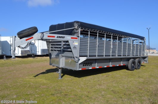 Livestock Trailer - 2023 Coose 6'8X28X6'6 Ranch Hand Tarp Top Rubber Floor available New in Fairland, OK