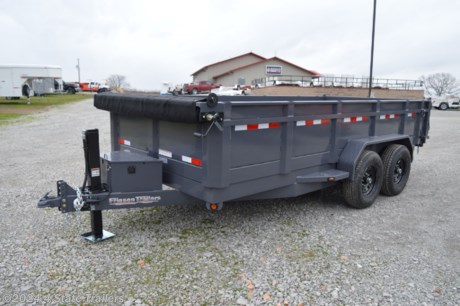 &lt;p&gt;This is a new 2023 model 83x16 dump trailer. It comes with two 7,000 lb axles with electric brakes, 16&quot; 10 ply radial trailer tires, convenient manual roll up tarp kit, 1/8&quot; diamond plate fenders, LED lights, sealed wiring harness, sandblasted, primed, and powdercoated finish, 24&quot; tall 10 gauge (1/8&quot;) sides, 7 gauge (3/16&quot;) floor with 4 d-rings for tie down of equipment, 3&quot; channel crossmembers 16&quot; on center, one piece corners and full height side supports for increased sidewall rigidity, combo gate with chains for dumping or spreading, a new 12v Interstate battery, 110v AC charger, and 12v trickle charger. We can add a wireless remote controller and/or a solar charger. Friesen trailers are super well built and are backed by a 1 year warranty!&lt;/p&gt;