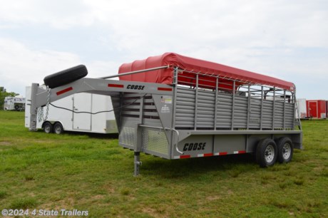 &lt;p&gt;We are delighted to offer this new 6&#39;8x16&#39;x6&#39;6 tarp top stock trailer built by COOSE Trailers! This unit comes with two 7k torsion axles with electric brakes, new 10 ply radial tires with spare, lifetime cleated rubber floor, 36&quot; full side escape door, 5 stacked 16 ga. formed slats on sides with 2&quot; gap at fender, high&amp;nbsp;quality PPG prime and paint finish, 1 center gate with a gate-in-gate, LED lights, open drop wall with tube slats for superior airflow, and LED backup/load light on rear. COOSE has been building quality livestock trailers for over 40 years, and they know how to do it right. They back their product with a 1 year warranty!&amp;nbsp;&lt;/p&gt;