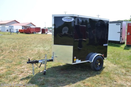 &lt;p&gt;This is what you need if you just want to haul a little stuff out of the weather! This 4&#39;x6&#39;x5&#39; Continental Cargo V-Series trailer comes with a 1 piece aluminum roof, v-nose that adds to the stated length, single swing rear door, side wind flip up jack with wheel to easily move around, one 2,000 lb. axle, 13&quot; trailer tires, 3/4&quot; plywood floor, and 1/4&quot; plywood sides. Continental Cargo builds a great trailer, and backs this model with a 1 year warranty!&lt;/p&gt;