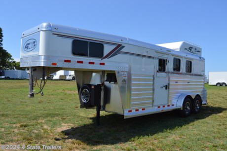 &lt;p&gt;This is one super convenient, great looking horse trailer! You can load 3 horses in this 2024 4 Star slant load horse trailer, with two 7,000 lb axles, drop down tinted windows, aluminum wheels, 16&quot; 10 ply tires, matching spare tire and wheel, stainless steel nose cap, LED awning light over rear door and side doors, hay rack enclosed sides with ladder on rear door, hydraulic jack, and aluminum door hold backs. In the horse compartment it has slam latch dividers, stud wall divider in first stall, escape door, heavy duty drop down windows on head side, slider windows on butt side, roof vent per stall, lined and insulated walls with rubber 48&quot; up the sides, full lined and insulated roof in dressing room&amp;nbsp;and horse area, collapsible rear tack with removable 3 level saddle rack, aluminum floor with rubber mats, 2 LED dome lights, a feed bag in each stall, and 3 roof vents. In the 491/2&quot; shortwall dressing room there are 2 LED dome lights, and a setting for the saddle rack post, hat shelf, clothes rod, &lt;span style=&quot;color: #363636; font-family: Lato, sans-serif; font-size: 14px;&quot;&gt;&lt;span style=&quot;font-family: verdana, geneva, sans-serif;&quot;&gt;&amp;nbsp;10 bridle hooks and a hinged blanket bar on the door! 4 Star has been building the finest aluminum horse and livestock trailers available since 1984. Their expertise shows all over this trailer from the rivetless .063 side sheets bonded to the frame with a world class adhesive, to the superior top and bottom rail on the trailer and the marine grade aluminum floor under the rubber mats. 4 Star&amp;nbsp;builds a great trailer and has an 8 year structural warranty! Stop by or call us today to get your horses into this fabulous trailer!&lt;/span&gt;&lt;/span&gt;&lt;/p&gt;